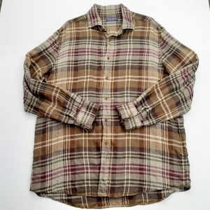 Ralph Lauren Purple Label Brown Plaid Linen Twill